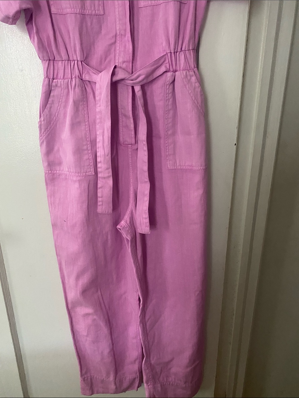 Universal Thread Pink Short-Sleeve Tie-Waist Utility Jumpsuit - Picture 4 of 10